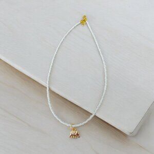 HANDMADE Mint Green Seed Bead Gold Elephant Charm Pendant Choker Necklace